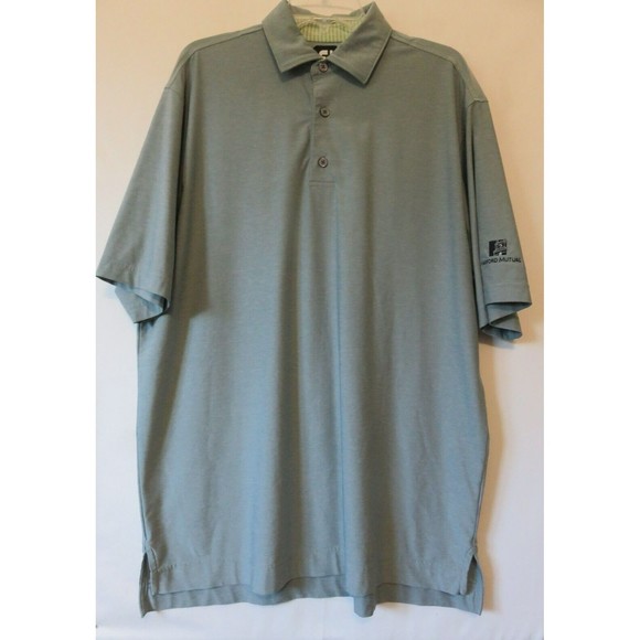 Foot Joy FJ Light Green Golf Polo Shirt Sz L Harford Mutual Logo Athletic EUC - Picture 9 of 9